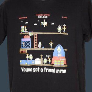 Disney Pixar UTGP T-Shirt M Black Toy Story Arcade Design Crew Neck Short Sleeve